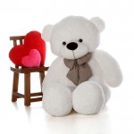 5 Feet Fat and Huge White Bow Teddy Bear
